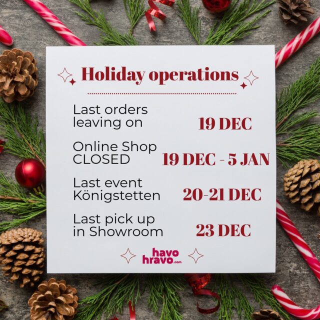 See you this weekend at @dein.dogmotion 🐕
For personal pick up in Showroom, please call in advance🎄🎅🏼 
.
#happyholidays #holidayhours #shopfordogathletes #havohravo