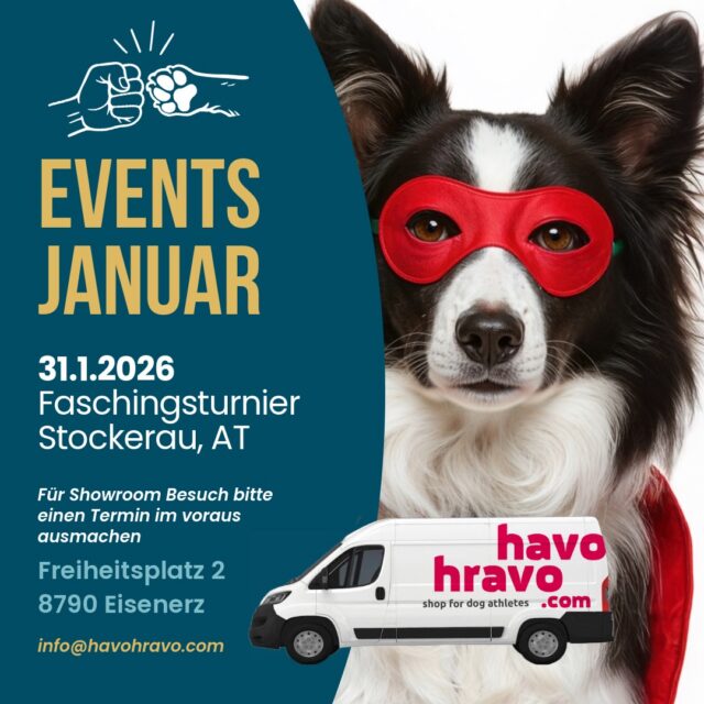 Event Pause ist zu Ende und wir sehen uns das erste Mal dieses Jahr in Stockerau bei dem Faschingsturnier!👏🏻
⚠️Was erwartet dich vor Ort? -𝟏𝟓% 𝐑𝐚𝐛𝐚𝐭𝐭 auf alle zu dem Zeitpunkt lagernde Wintermäntel und Base Layers (Regenmäntel sind aus dieser Aktion ausgenommen und es ist nicht Online einlösbar)🐕❄️🧤🧣
.
Online Bestellungen kannst du gerne vor Ort abholen und Versandkosten sparen👉Bei Bestellung einfach „persönliche Abholung“ auswählen👌🏻