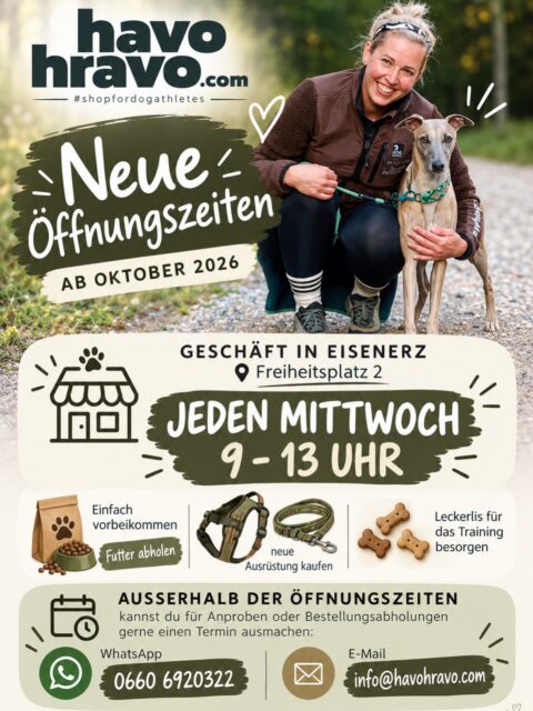 🐾✨ 𝐍𝐞𝐮 𝐛𝐞𝐢 𝐮𝐧𝐬: 𝐀𝐛 𝐬𝐨𝐟𝐨𝐫𝐭 𝐡𝐚𝐛𝐞𝐧 𝐰𝐢𝐫 𝐣𝐞𝐝𝐞𝐧 𝐌𝐢𝐭𝐭𝐰𝐨𝐜𝐡 𝐕𝐨𝐫𝐦𝐢𝐭𝐭𝐚𝐠 𝐠𝐞𝐨̈𝐟𝐟𝐧𝐞𝐭! ✨🐾
📍Freiheitsplatz 2, 8790 Eisenerz 🇦🇹

Unsere regionalen Kunden werden immer mehr 🥰 und jetzt könnt ihr mittwochs einfach 𝐅𝐮𝐭𝐭𝐞𝐫 𝐚𝐛𝐡𝐨𝐥𝐞𝐧 🥩, 𝐓𝐫𝐚𝐢𝐧𝐢𝐧𝐠𝐬𝐥𝐞𝐜𝐤𝐞𝐫𝐥𝐢𝐬 𝐬𝐜𝐡𝐧𝐚𝐩𝐩𝐞𝐧 🦴 – 𝐠𝐚𝐧𝐳 𝐨𝐡𝐧𝐞 𝐓𝐞𝐫𝐦𝐢𝐧!

Natürlich könnt ihr auch einfach vorbeikommen, stöbern und 𝐧𝐞𝐮𝐞 𝐀𝐮𝐬𝐫𝐮̈𝐬𝐭𝐮𝐧𝐠 𝐬𝐡𝐨𝐩𝐩𝐞𝐧. 🛍️🐕

Aber keine Sorge: Wer außerhalb der Öffnungszeiten eine Anprobe braucht, kann weiterhin gerne einen 𝐩𝐞𝐫𝐬𝐨̈𝐧𝐥𝐢𝐜𝐡𝐞𝐧 𝐓𝐞𝐫𝐦𝐢𝐧 ausmachen. 📅
Besonders praktisch für sensible Hunde, die lieber ganz in Ruhe und ohne Ablenkung shoppen. 🤎🐶

Und warum ausgerechnet Mittwoch? 😁
📦 Freitags wird fürs Wochenende gepackt,
🚐 am Wochenende sind wir meistens auf Events unterwegs,
📦 Anfang der Woche wird wieder ausgeladen…
➡️ 𝐮𝐧𝐝 𝐌𝐢𝐭𝐭𝐰𝐨𝐜𝐡 𝐢𝐬𝐭 𝐮𝐧𝐬𝐞𝐫 𝐩𝐞𝐫𝐟𝐞𝐤𝐭𝐞𝐫 𝐒𝐡𝐨𝐰𝐫𝐨𝐨𝐦-𝐓𝐚𝐠! 😅🙌

Wir freuen uns auf euch! 🐾🤎

Hundegeschäft | Hundesport | Hundeausrüstung