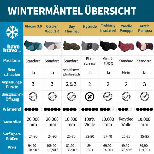 🌧 Warum braucht ein Hund überhaupt einen Wintermantel? 🐕
✅ Im Hundesport 👉 minimiert Muskelverspannungen während Wartezeiten bei kaltem & nassem Wetter ☔️
✅ Im Alltag 👉 schützt Hunde ohne Unterwolle und Seniorhunde bei niedrigen Temperaturen vor dem Auskühlen 💦🐾
Hier findest du Übersicht von allen Wintermänteln in unserem Shop, die wir selbst empfehlen können. 
☝🏻Speicher dir den Beitrag für später, damit du beim Bestellen die richtige Wahl treffen kannst!
.
Hundemantel | Hundebekleidung | Hundesport | havohravo

❓Aber welcher Mantel ist der richtige? ❓ Welche Größe passt? ❓ Sitzt der Mantel wirklich richtig? 🤷🏼‍♀️🐕
👉 Keine Sorge – wir helfen dir weiter! Schick uns einfach eine PN und wir beraten dich persönlich