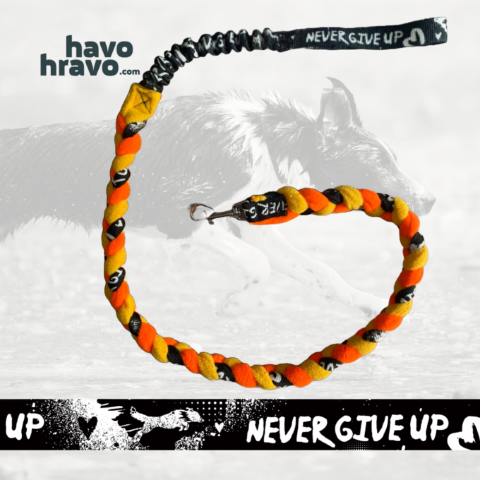 Geflochtene Spielleine Never Give Up B&W – Bild 2